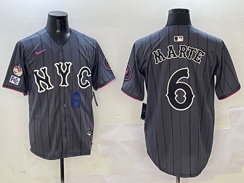 Men New York Mets #6 Marte Black City Edition 2025 Nike MLB Jersey style 4